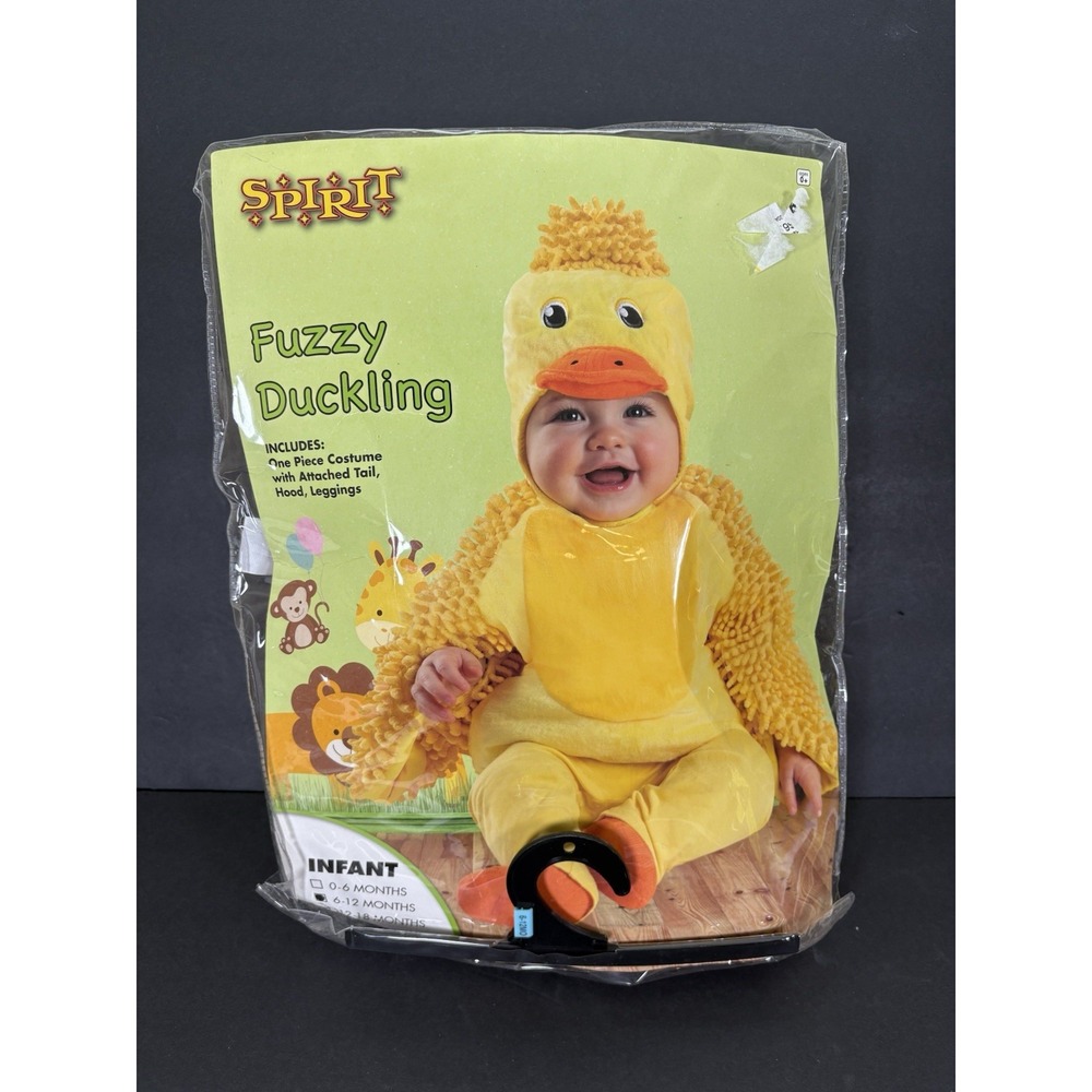 Spirit Halloween Fuzzy Duckling Infant Costume 6-12 Months Yellow 3 Piece